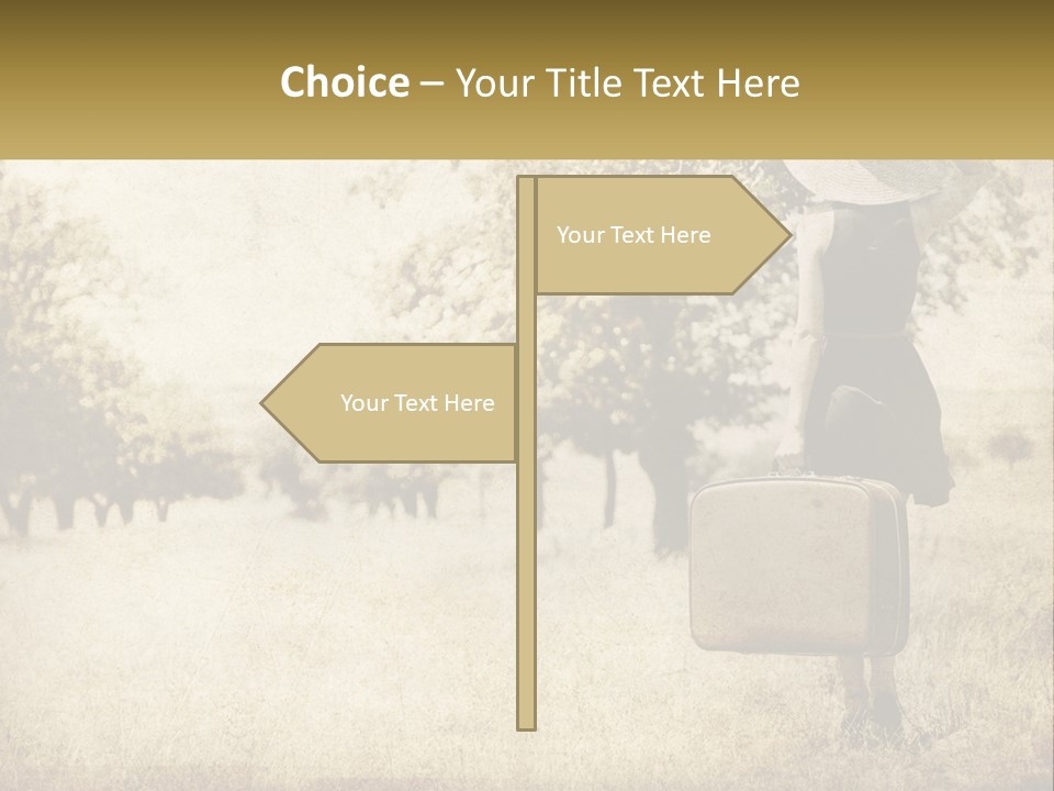 A Woman Carrying A Suitcase In A Field PowerPoint Template