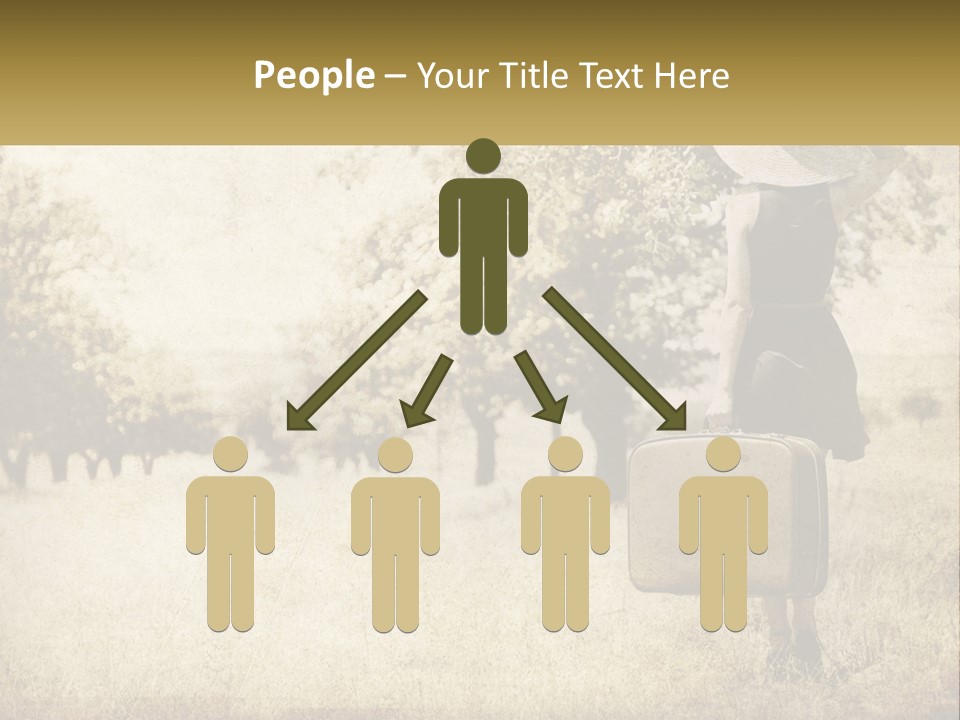 A Woman Carrying A Suitcase In A Field PowerPoint Template