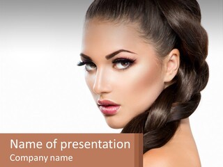 A Beautiful Woman With A Braid In Her Hair PowerPoint Template