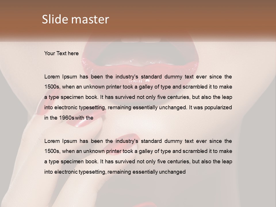 A Woman's Lips And Nails With A Red Manicure PowerPoint Template