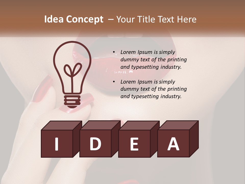 A Woman's Lips And Nails With A Red Manicure PowerPoint Template