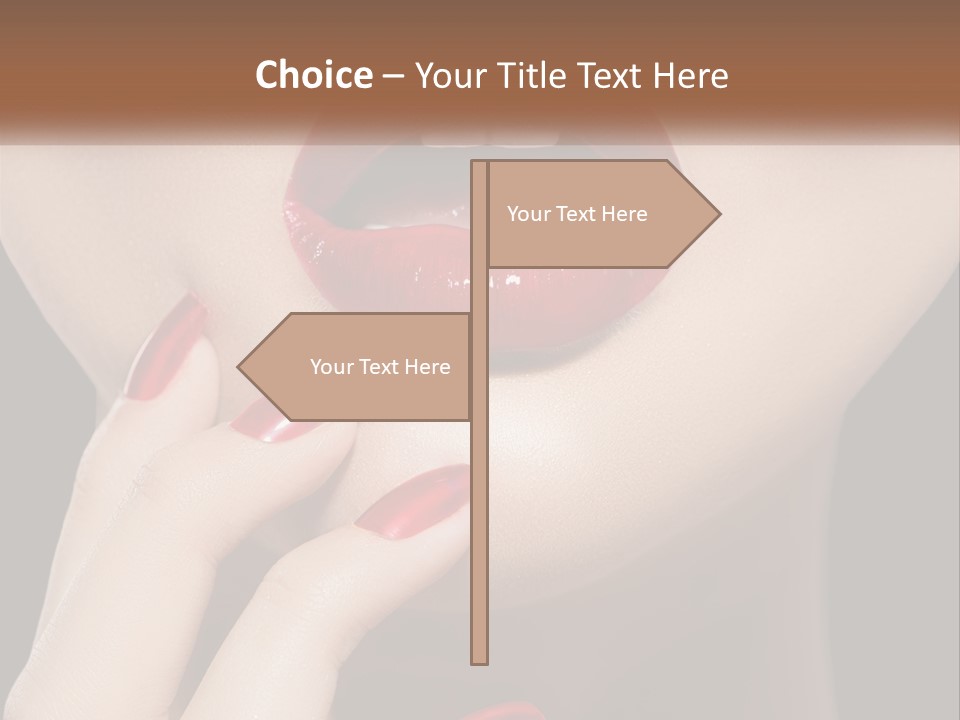 A Woman's Lips And Nails With A Red Manicure PowerPoint Template