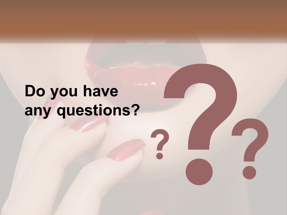 A Woman's Lips And Nails With A Red Manicure PowerPoint Template