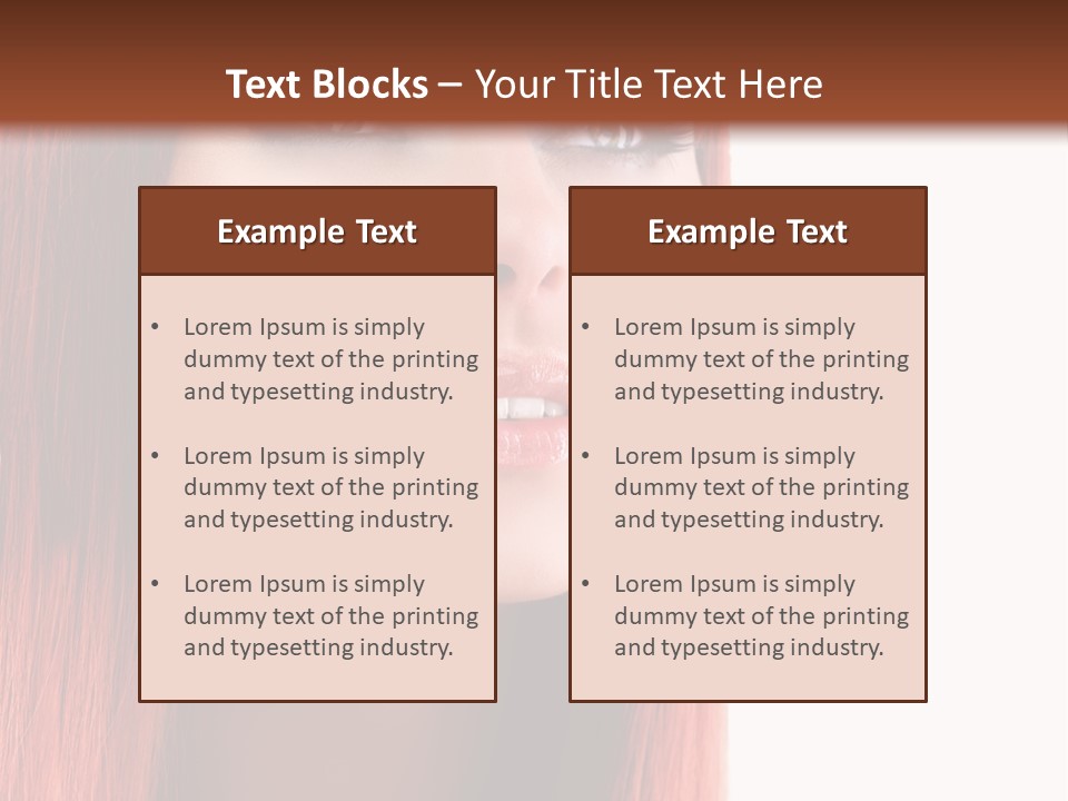 A Woman With Long Red Hair And Blue Eyes PowerPoint Template