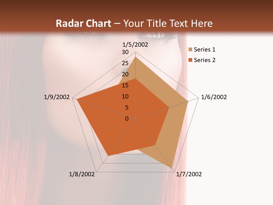 A Woman With Long Red Hair And Blue Eyes PowerPoint Template