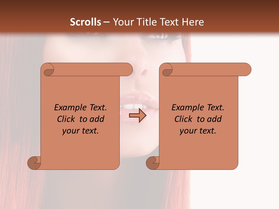 A Woman With Long Red Hair And Blue Eyes PowerPoint Template