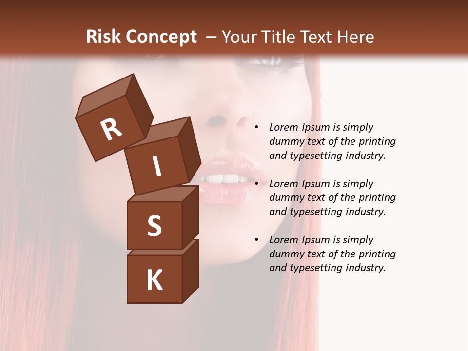 A Woman With Long Red Hair And Blue Eyes PowerPoint Template