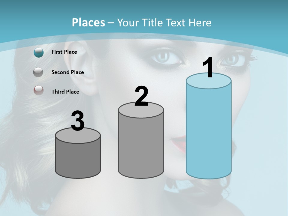 A Woman With Blue Eyes And A Red Lipstick PowerPoint Template