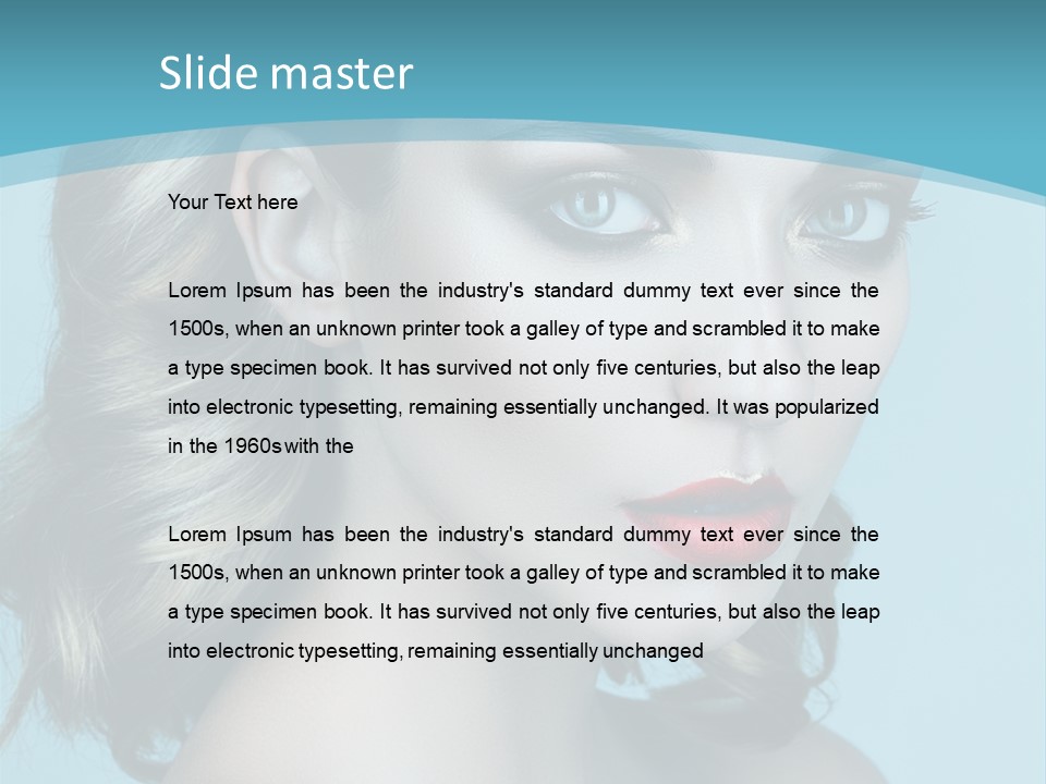 A Woman With Blue Eyes And A Red Lipstick PowerPoint Template