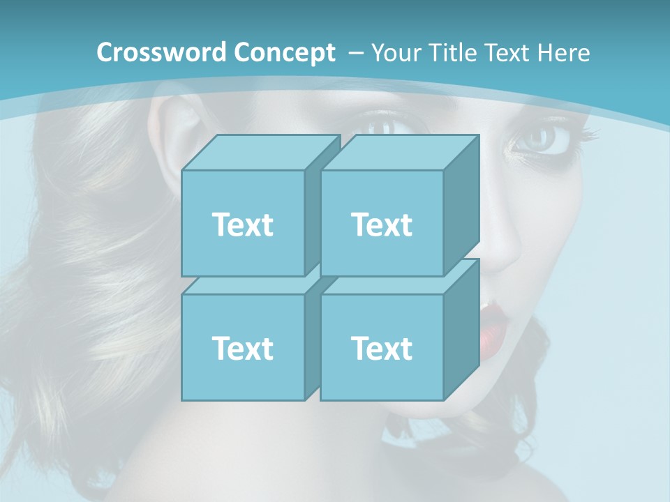 A Woman With Blue Eyes And A Red Lipstick PowerPoint Template