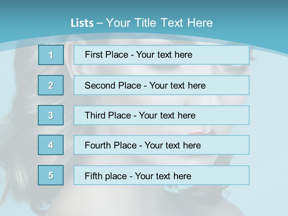 A Woman With Blue Eyes And A Red Lipstick PowerPoint Template