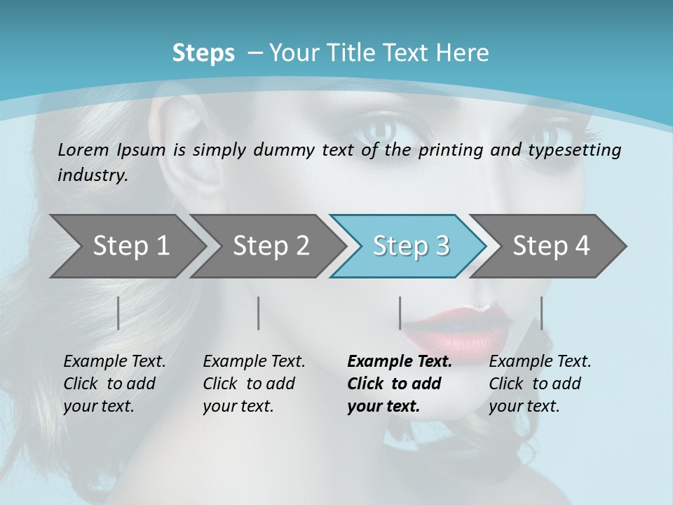 A Woman With Blue Eyes And A Red Lipstick PowerPoint Template