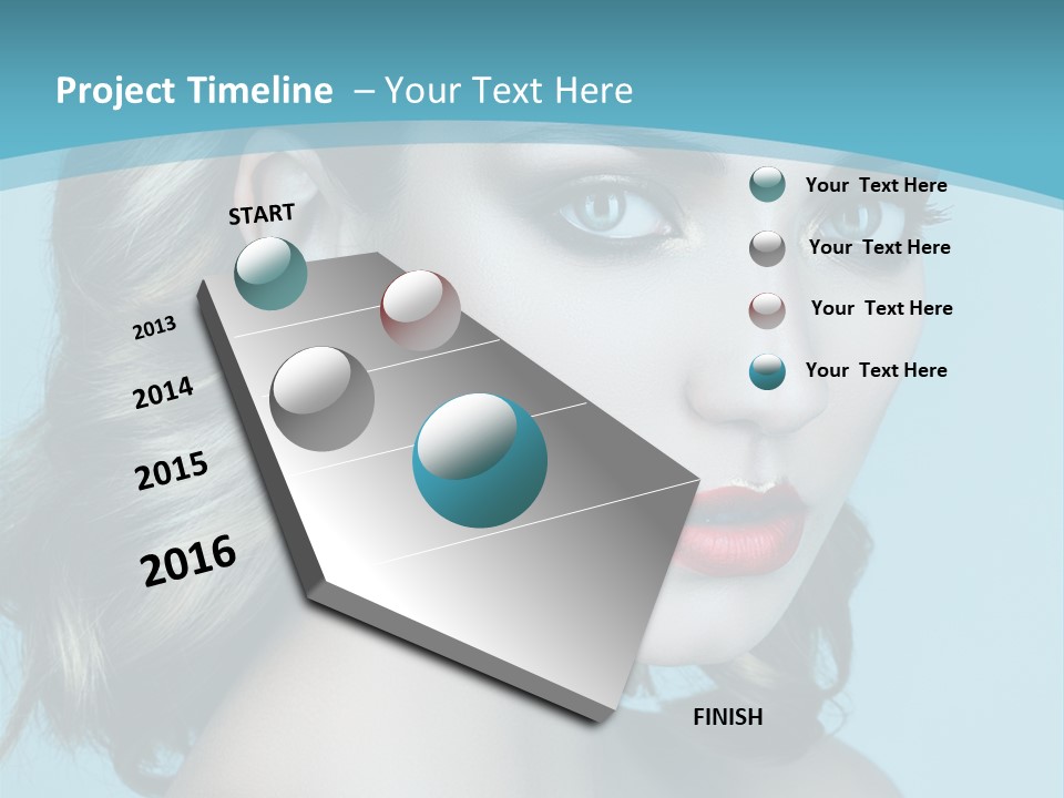 A Woman With Blue Eyes And A Red Lipstick PowerPoint Template