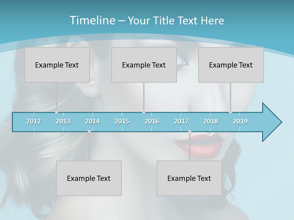 A Woman With Blue Eyes And A Red Lipstick PowerPoint Template