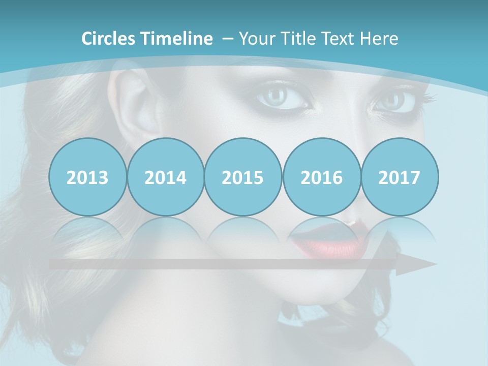 A Woman With Blue Eyes And A Red Lipstick PowerPoint Template