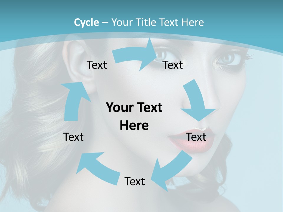 A Woman With Blue Eyes And A Red Lipstick PowerPoint Template