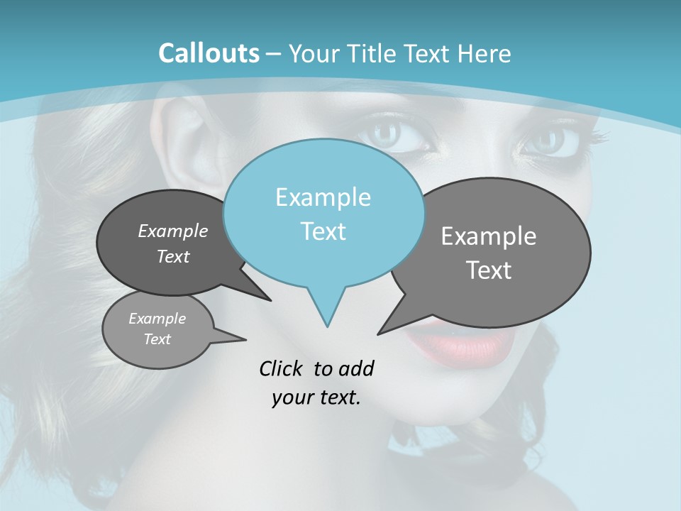 A Woman With Blue Eyes And A Red Lipstick PowerPoint Template