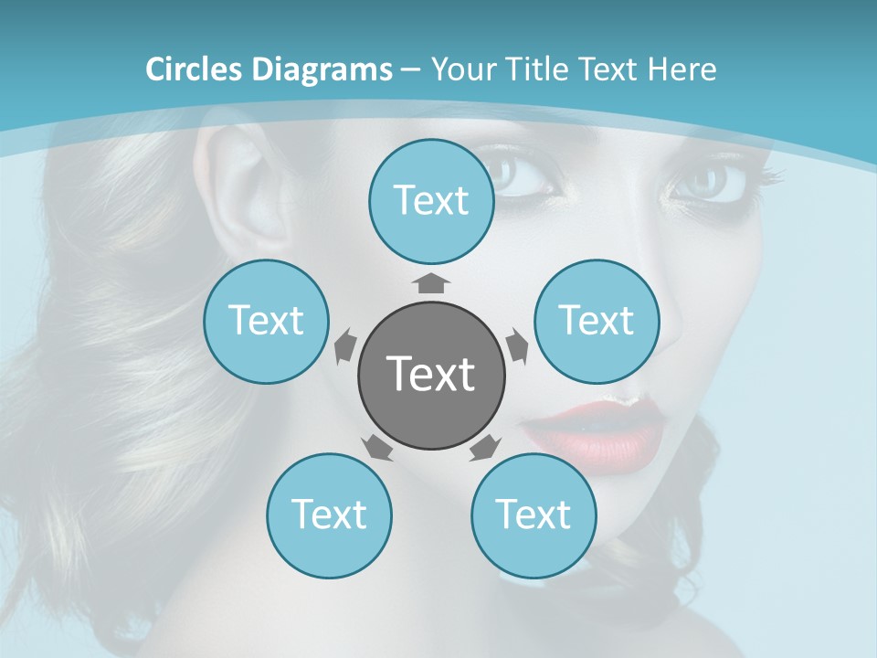 A Woman With Blue Eyes And A Red Lipstick PowerPoint Template