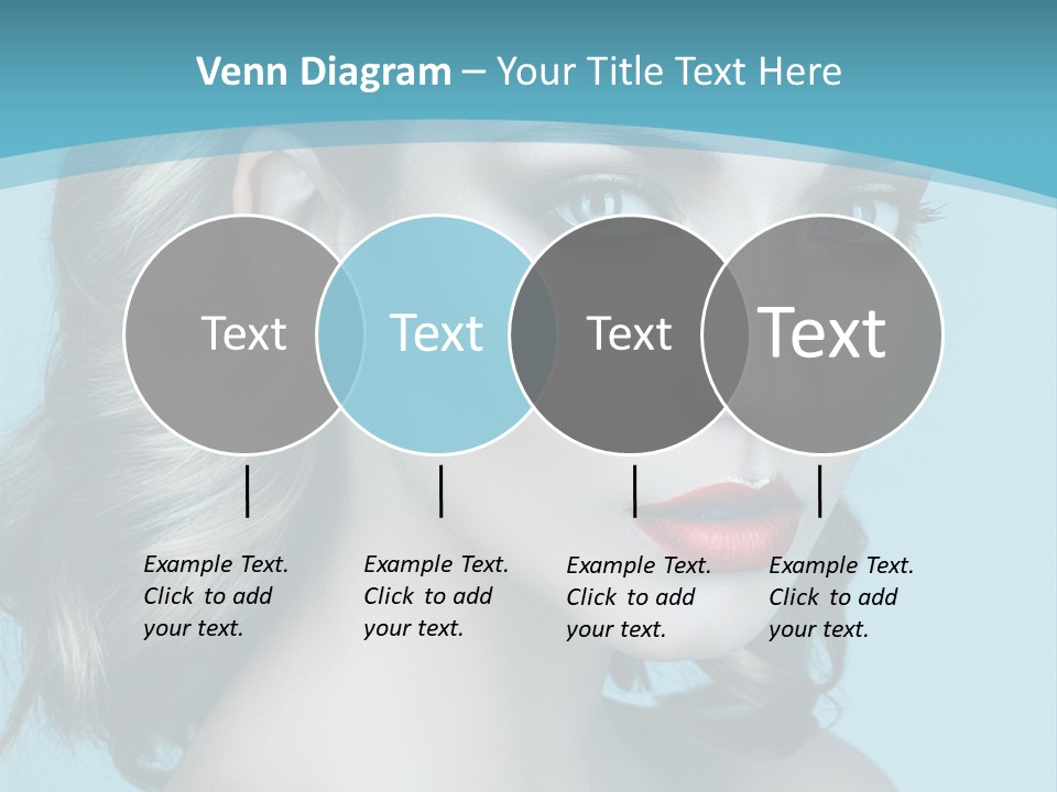 A Woman With Blue Eyes And A Red Lipstick PowerPoint Template