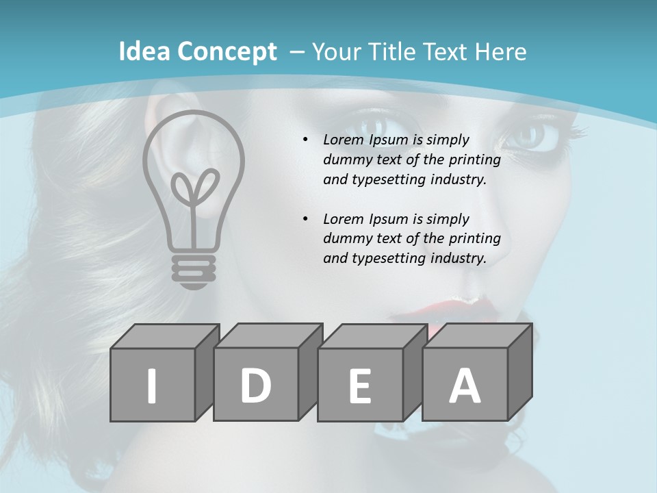 A Woman With Blue Eyes And A Red Lipstick PowerPoint Template