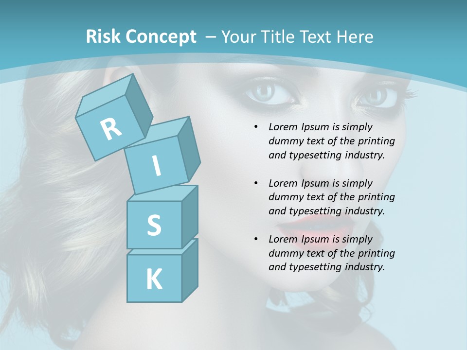 A Woman With Blue Eyes And A Red Lipstick PowerPoint Template