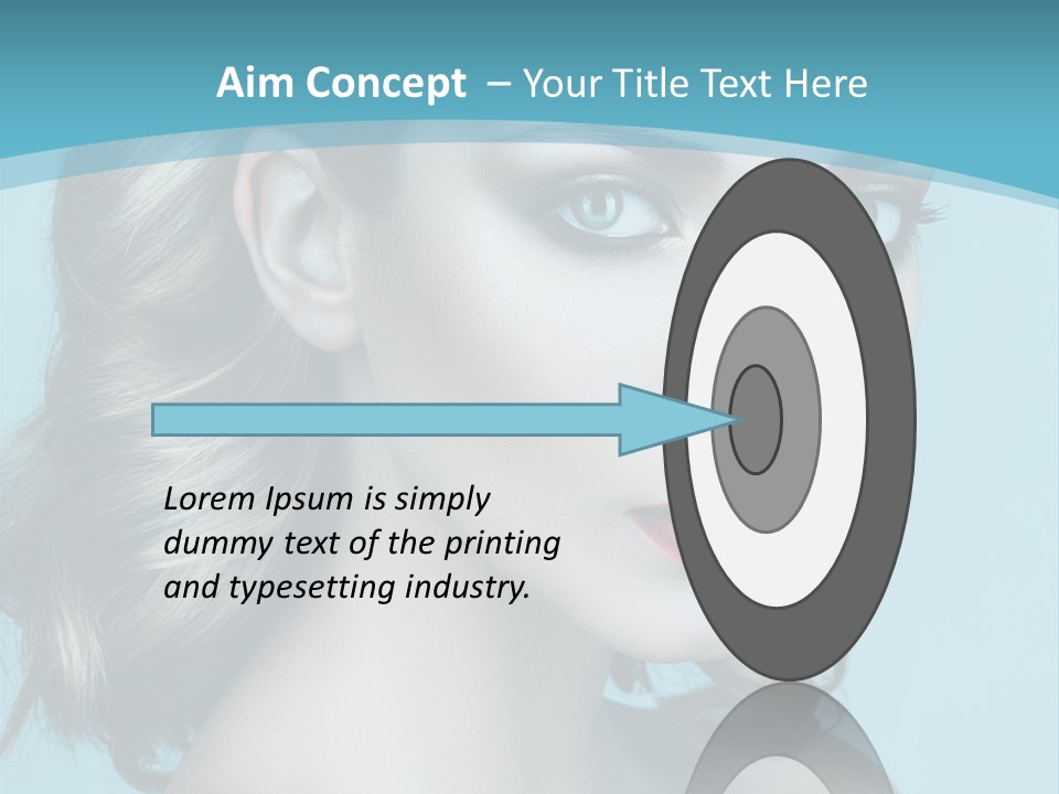 A Woman With Blue Eyes And A Red Lipstick PowerPoint Template