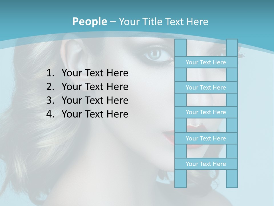 A Woman With Blue Eyes And A Red Lipstick PowerPoint Template