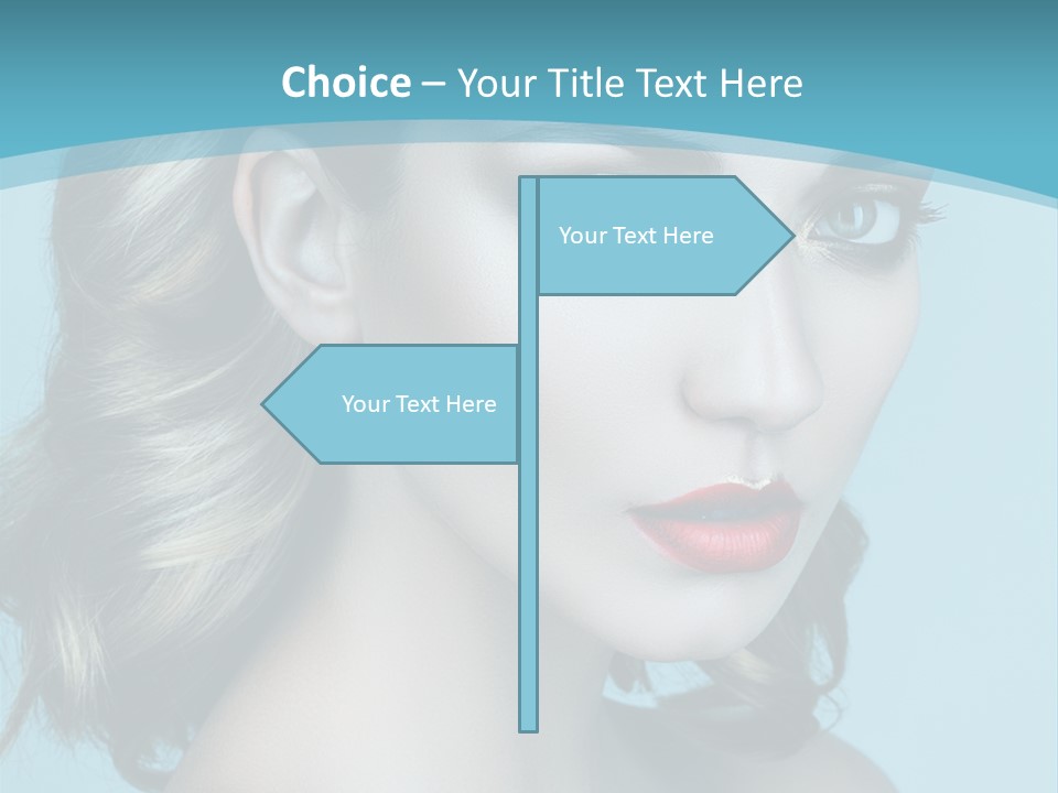 A Woman With Blue Eyes And A Red Lipstick PowerPoint Template