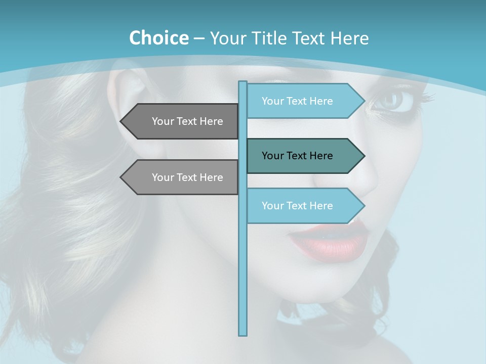 A Woman With Blue Eyes And A Red Lipstick PowerPoint Template