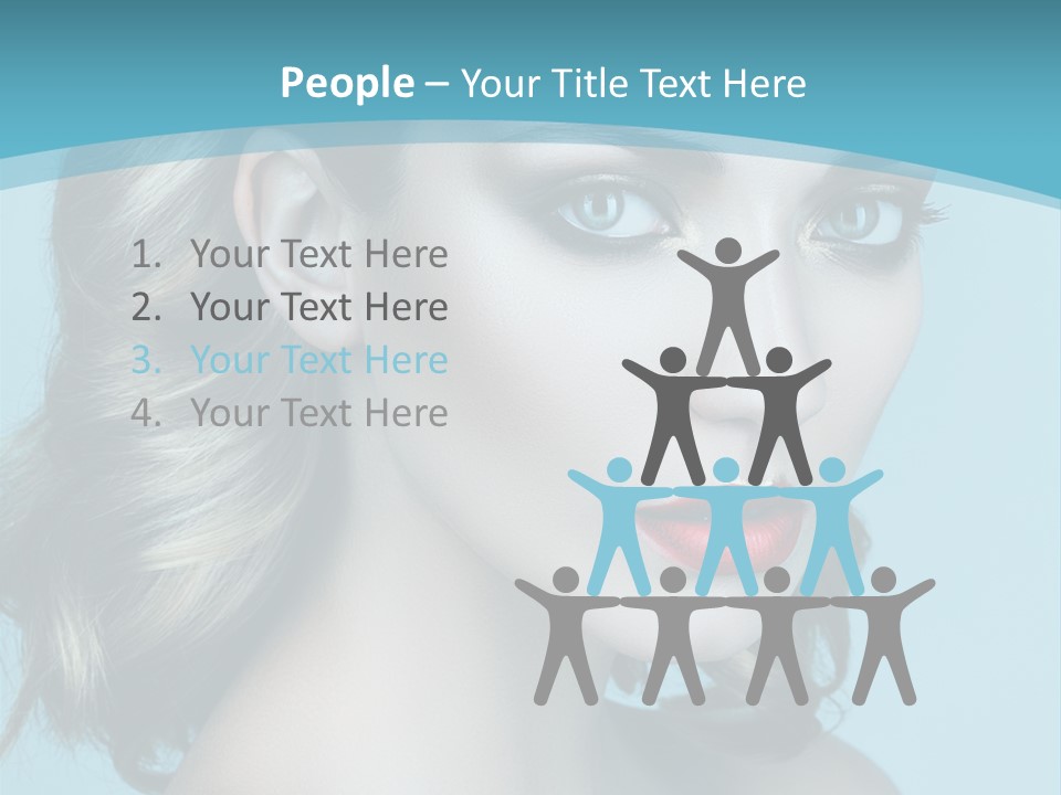 A Woman With Blue Eyes And A Red Lipstick PowerPoint Template