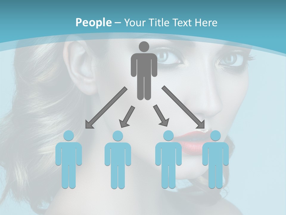 A Woman With Blue Eyes And A Red Lipstick PowerPoint Template