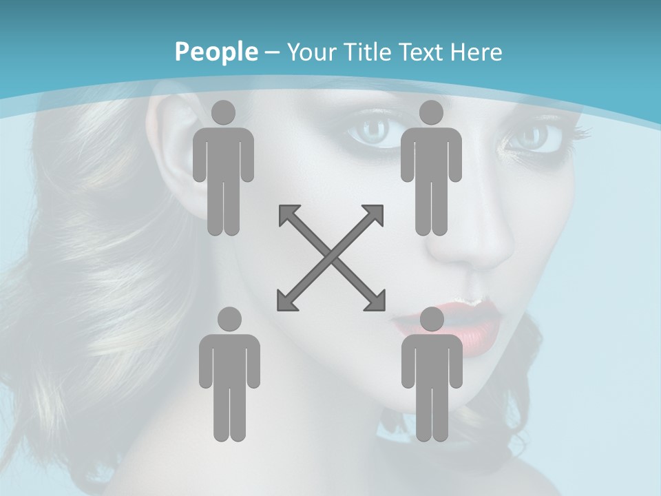 A Woman With Blue Eyes And A Red Lipstick PowerPoint Template