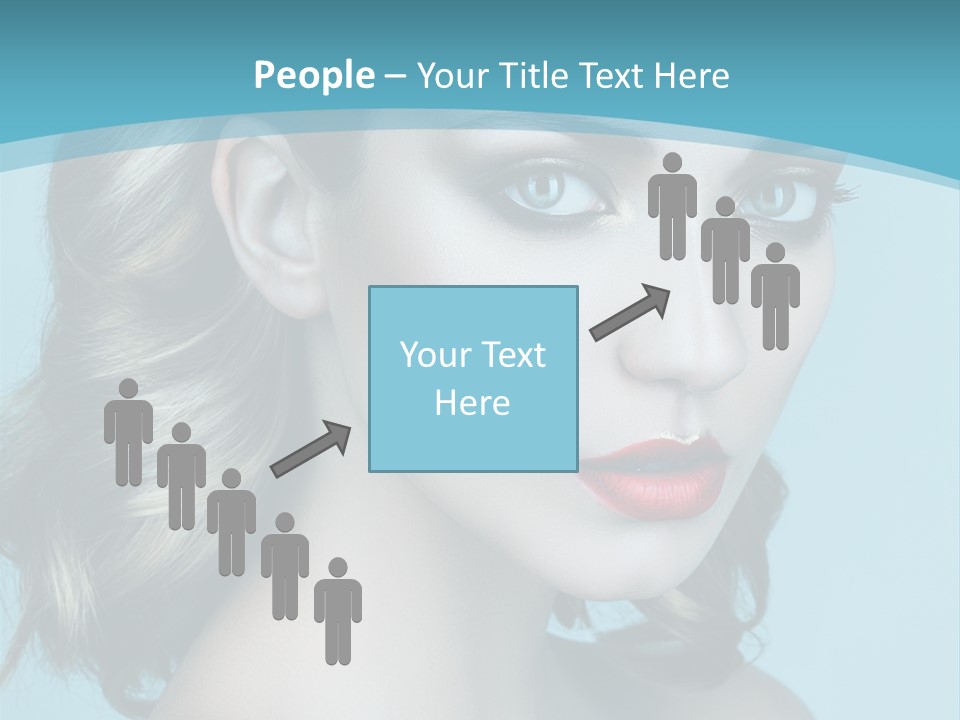A Woman With Blue Eyes And A Red Lipstick PowerPoint Template