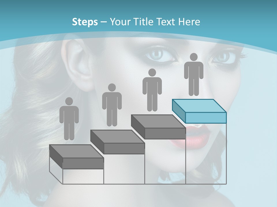 A Woman With Blue Eyes And A Red Lipstick PowerPoint Template