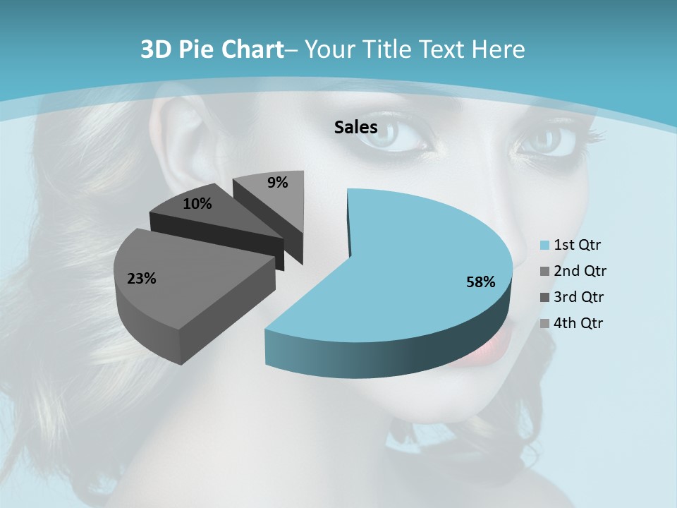 A Woman With Blue Eyes And A Red Lipstick PowerPoint Template