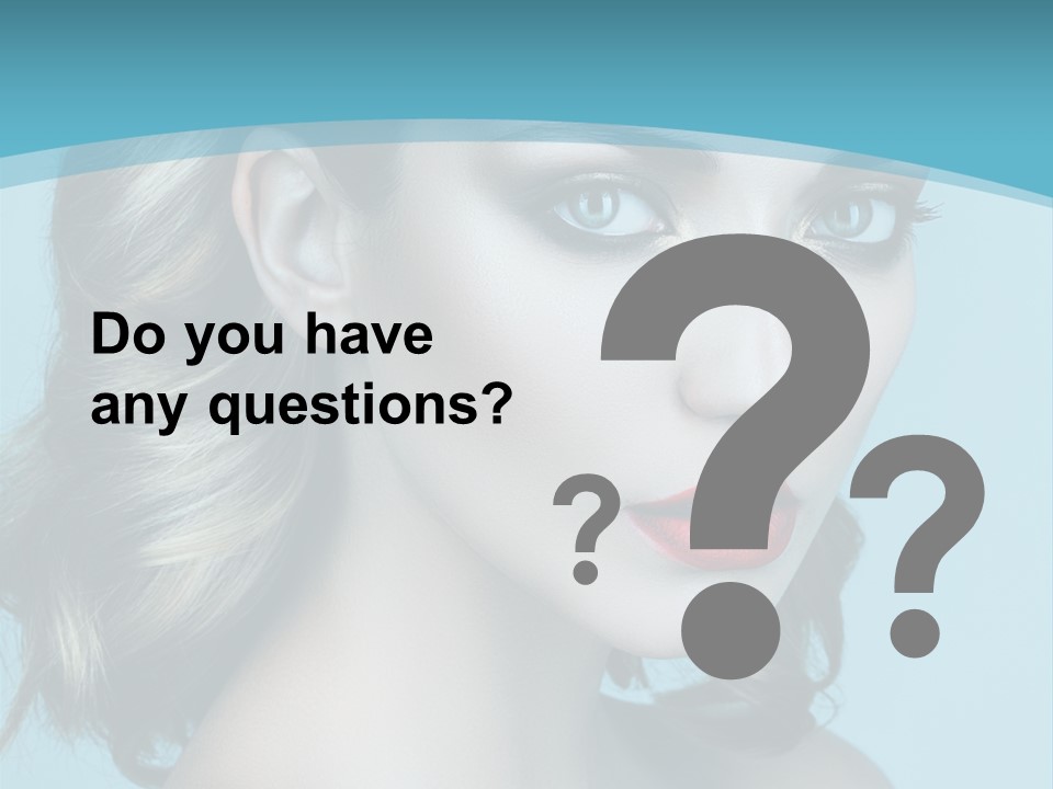 A Woman With Blue Eyes And A Red Lipstick PowerPoint Template