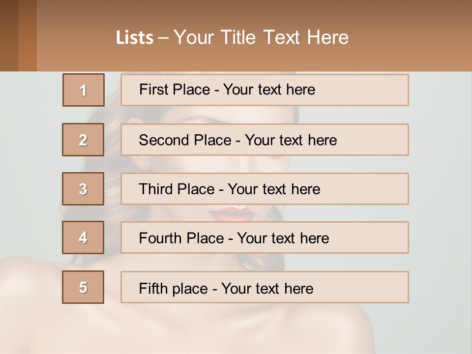 A Beautiful Woman With A Red Lipstick On Her Face PowerPoint Template