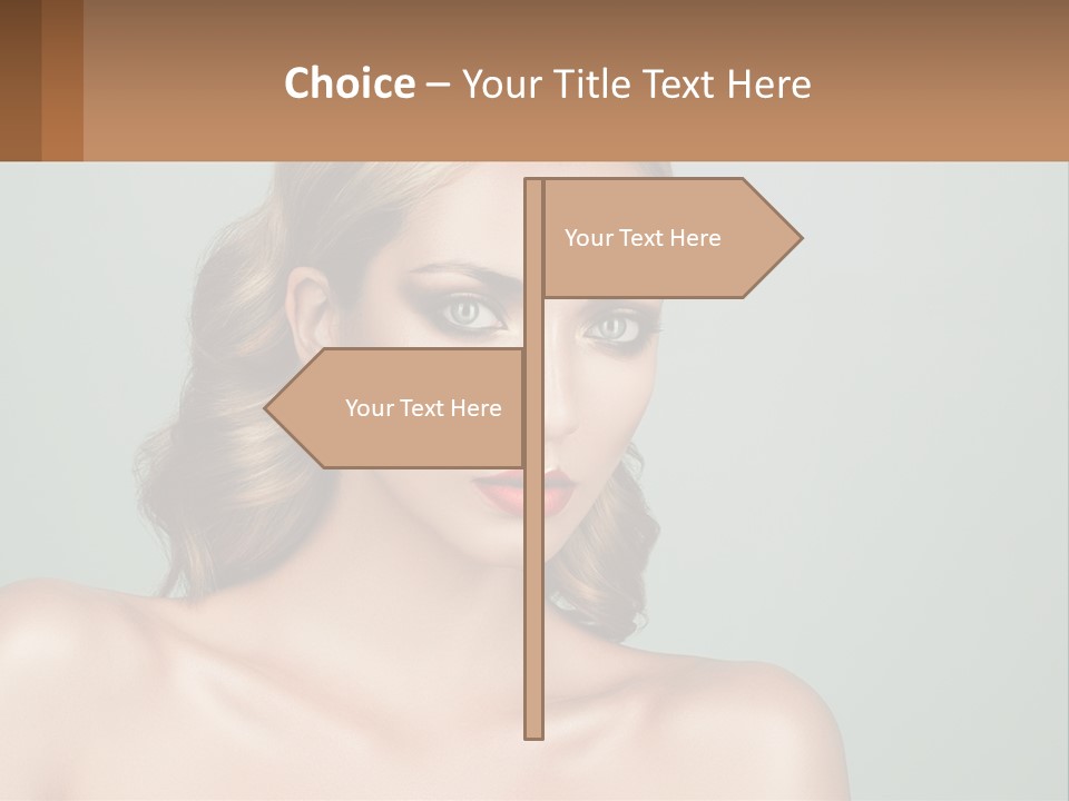 A Beautiful Woman With A Red Lipstick On Her Face PowerPoint Template