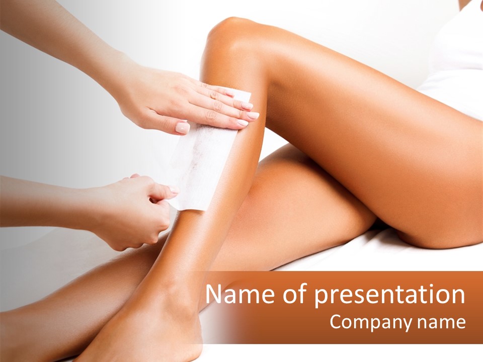 A Woman's Legs With A Towel On Top Of Them PowerPoint Template