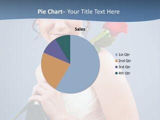 A Woman In A Wedding Dress Holding A Rose PowerPoint Template