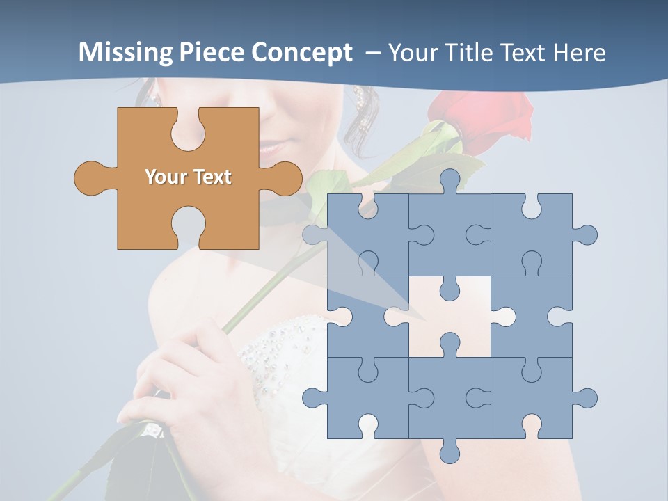A Woman In A Wedding Dress Holding A Rose PowerPoint Template
