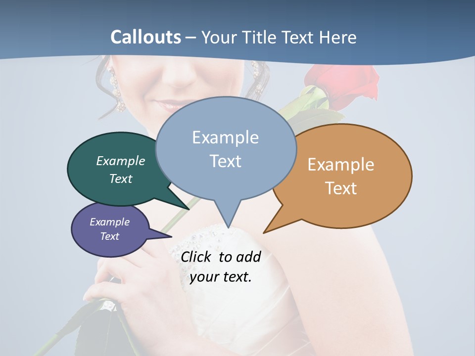 A Woman In A Wedding Dress Holding A Rose PowerPoint Template