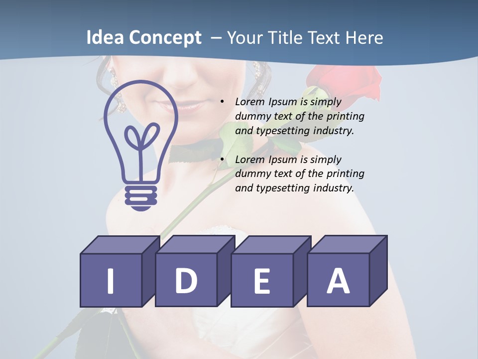 A Woman In A Wedding Dress Holding A Rose PowerPoint Template