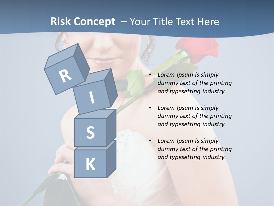 A Woman In A Wedding Dress Holding A Rose PowerPoint Template