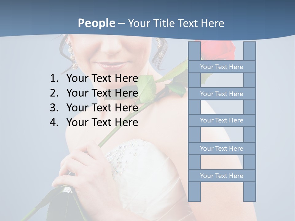 A Woman In A Wedding Dress Holding A Rose PowerPoint Template