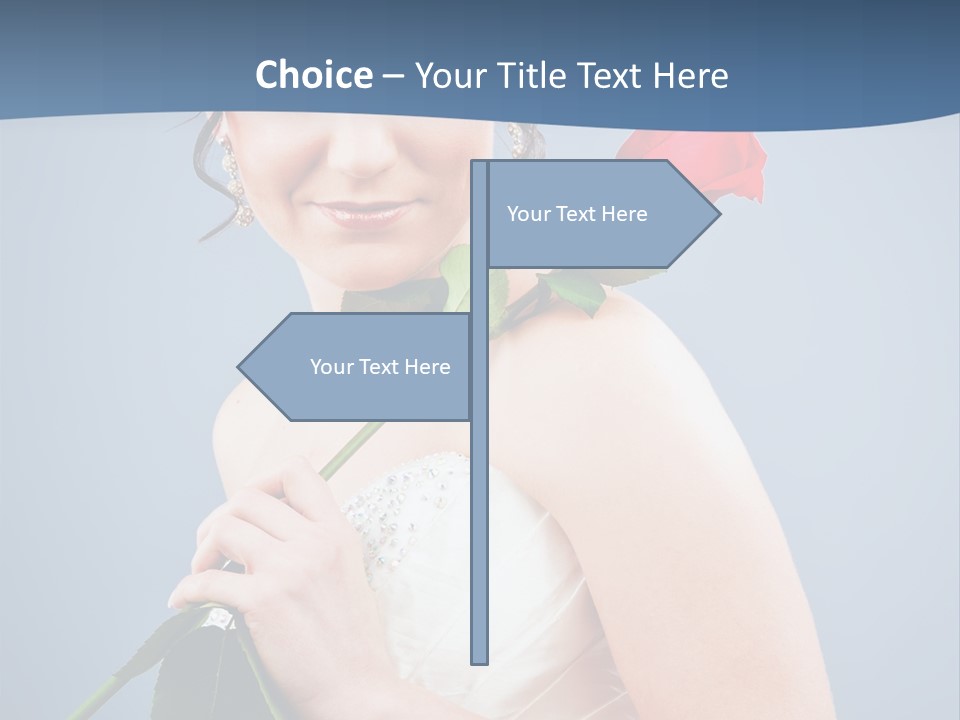 A Woman In A Wedding Dress Holding A Rose PowerPoint Template