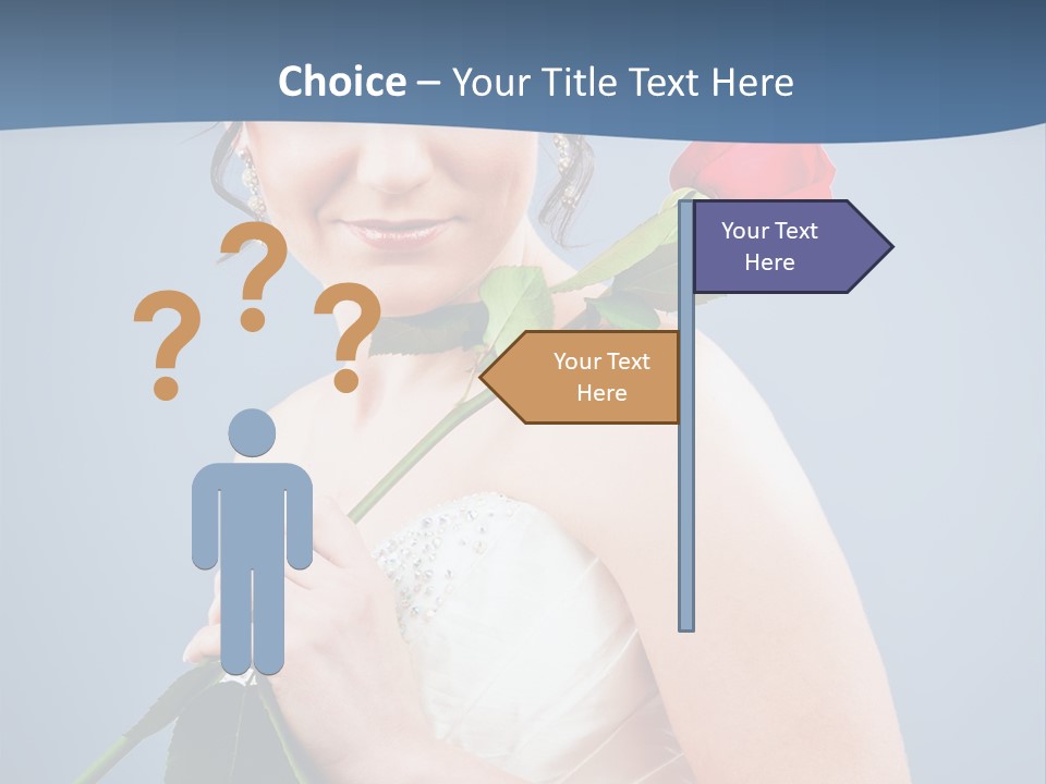 A Woman In A Wedding Dress Holding A Rose PowerPoint Template
