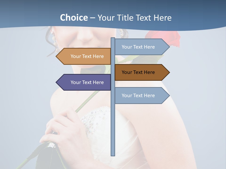 A Woman In A Wedding Dress Holding A Rose PowerPoint Template