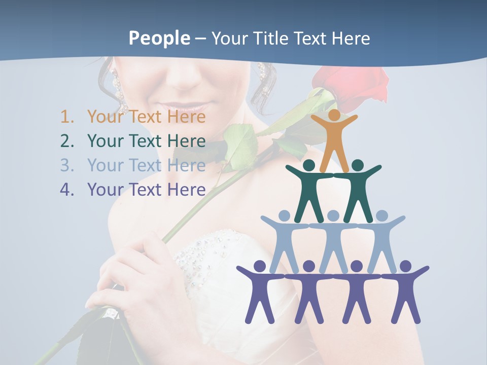 A Woman In A Wedding Dress Holding A Rose PowerPoint Template