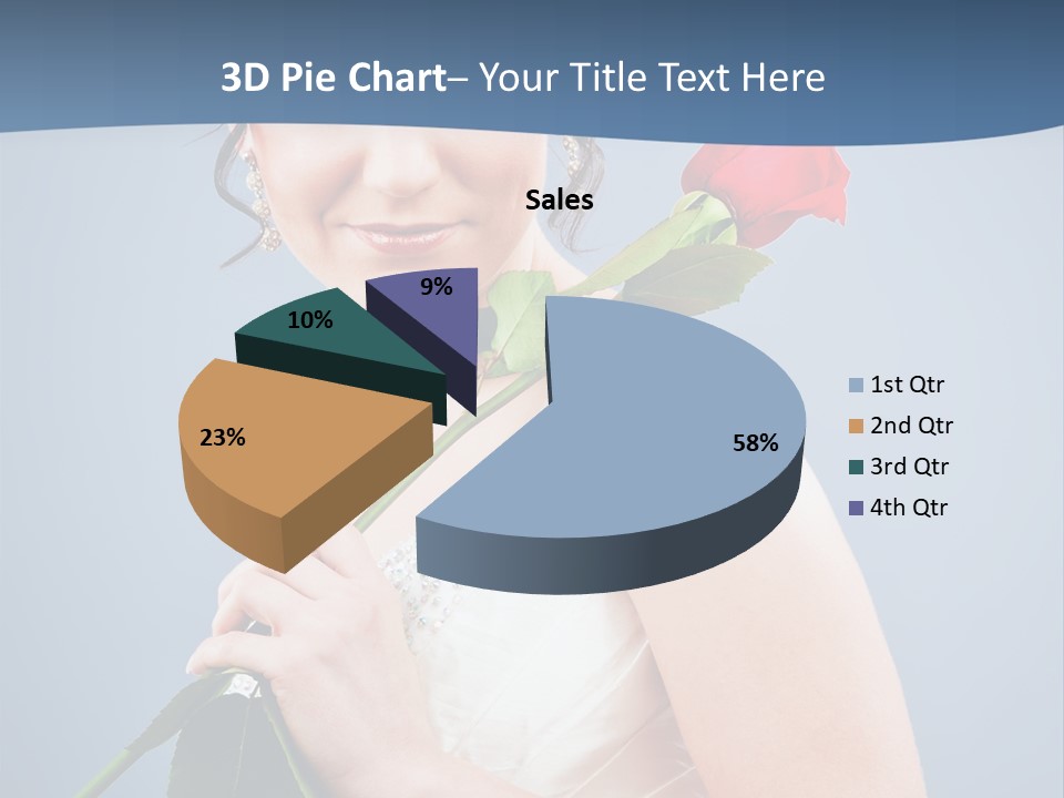 A Woman In A Wedding Dress Holding A Rose PowerPoint Template